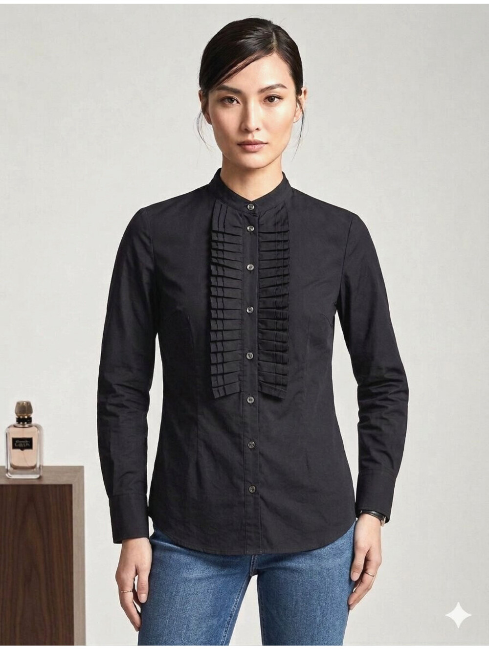 McQ Alexander McQueen Black Ruffle Blouse Shirt Small US-2/4 IT-38 Long Sleeve